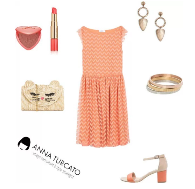 Coral dress by annaturcato featuring a cream purse