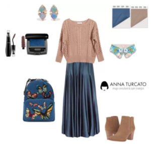 Riverside and Warm Taupe by annaturcato featuring a navy blue skirt