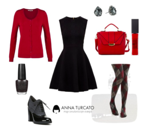 The black dress di annaturcato contenente red handbags